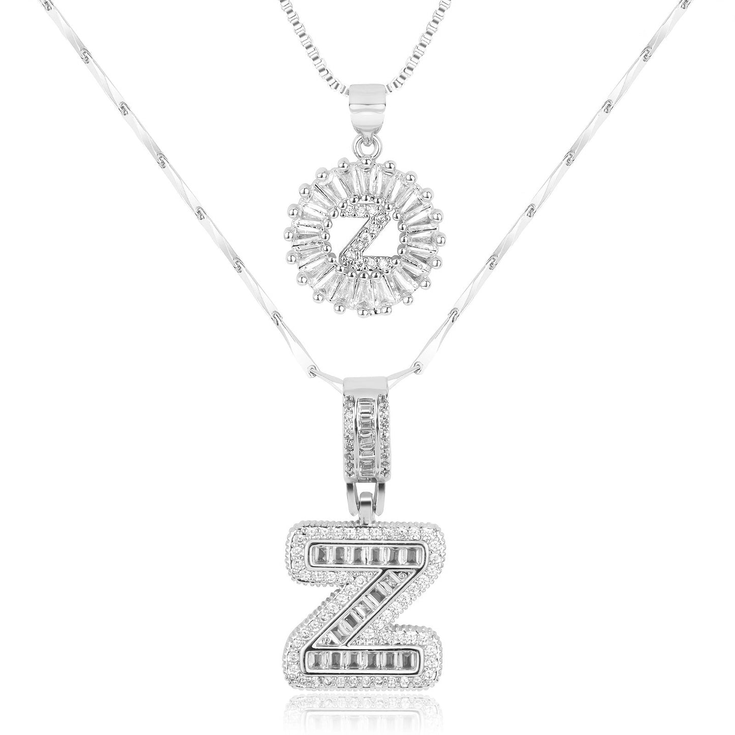 Primrose™ イニシャルダイヤモンドネックレス 14k(2個セット)