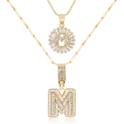 Primrose™ イニシャルダイヤモンドネックレス 14k（2個セット）