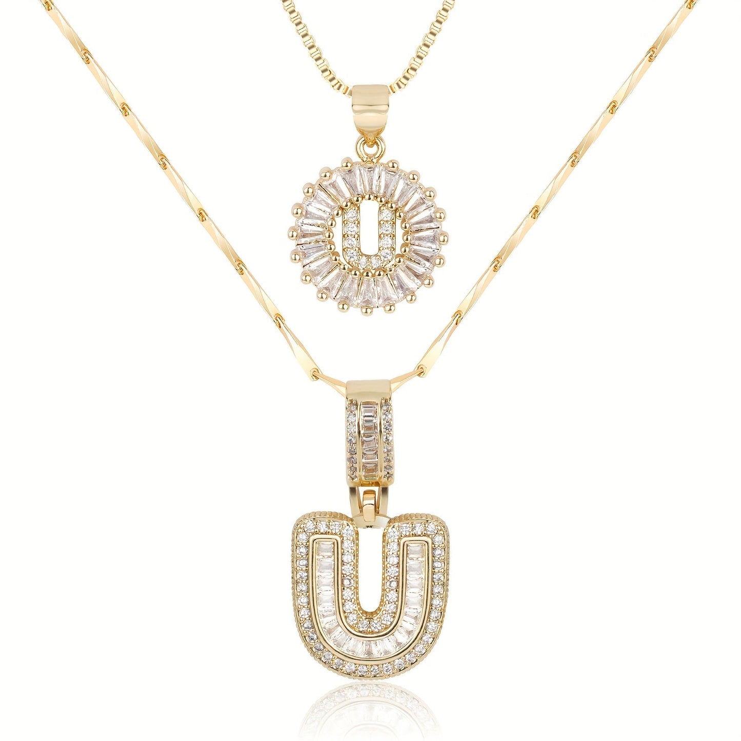 Primrose™ イニシャルダイヤモンドネックレス 14k（2個セット）