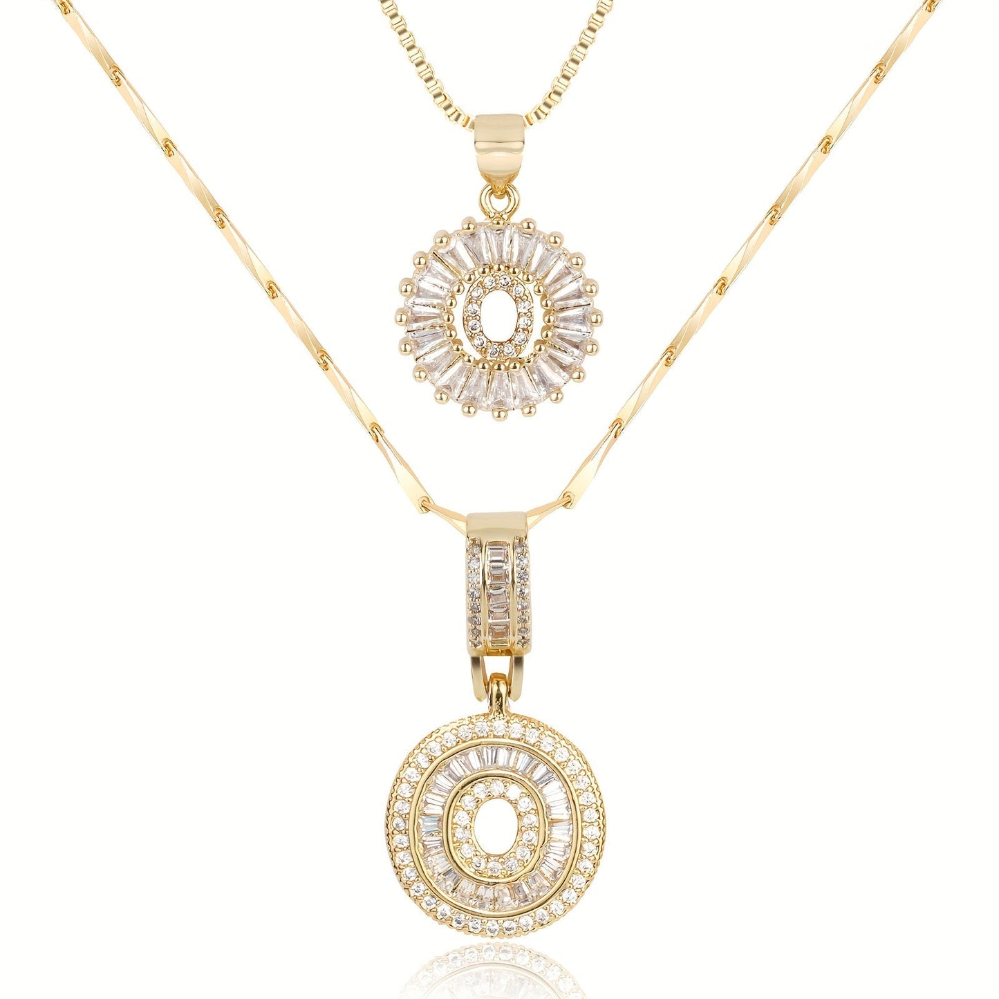 Primrose™ イニシャルダイヤモンドネックレス 14k（2個セット）