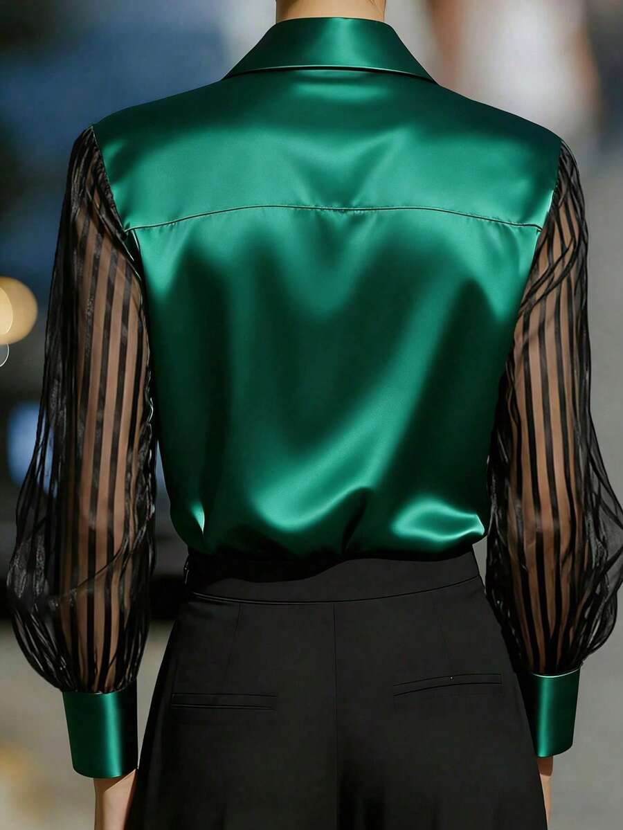 Ellery™ エレガントな透け袖ブラウス
