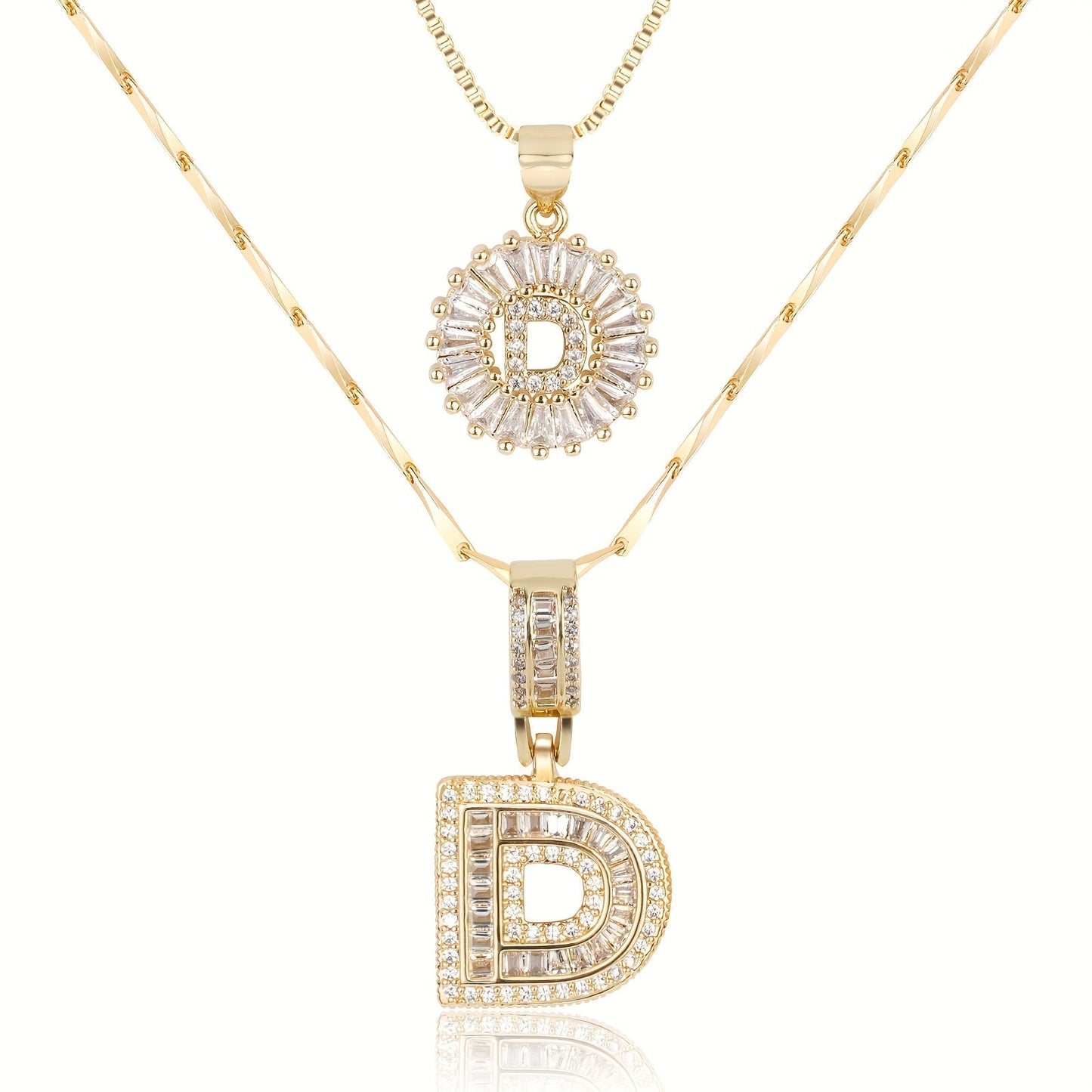 Primrose™ イニシャルダイヤモンドネックレス 14k（2個セット）