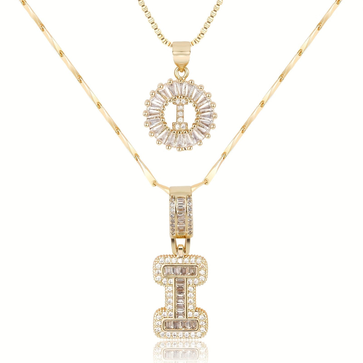Primrose™ イニシャルダイヤモンドネックレス 14k（2個セット）
