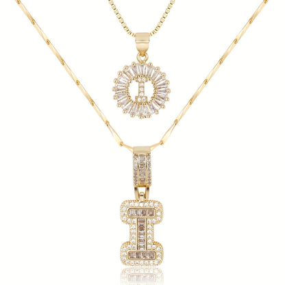 Primrose™ イニシャルダイヤモンドネックレス 14k（2個セット）