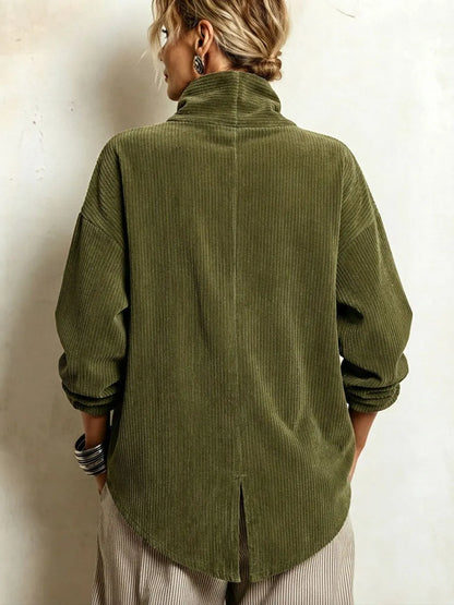 Harper | アシンメトリックハイネックコーデュロイブラウス
