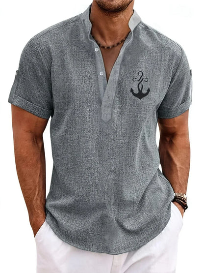 Hayes™ エレガントなハイネックショートスリーブシャツ