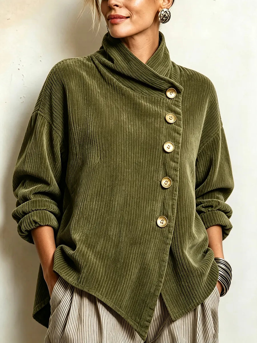 Harper | アシンメトリックハイネックコーデュロイブラウス