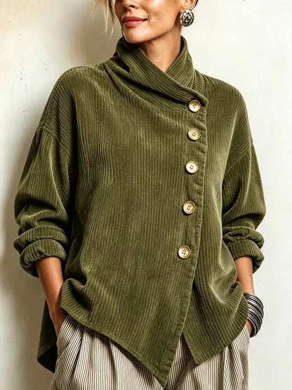 Harper | アシンメトリックハイネックコーデュロイブラウス