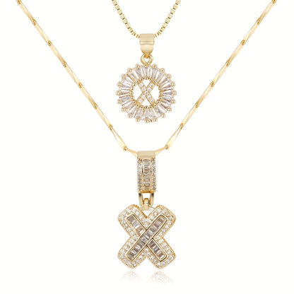 Primrose™ イニシャルダイヤモンドネックレス 14k（2個セット）