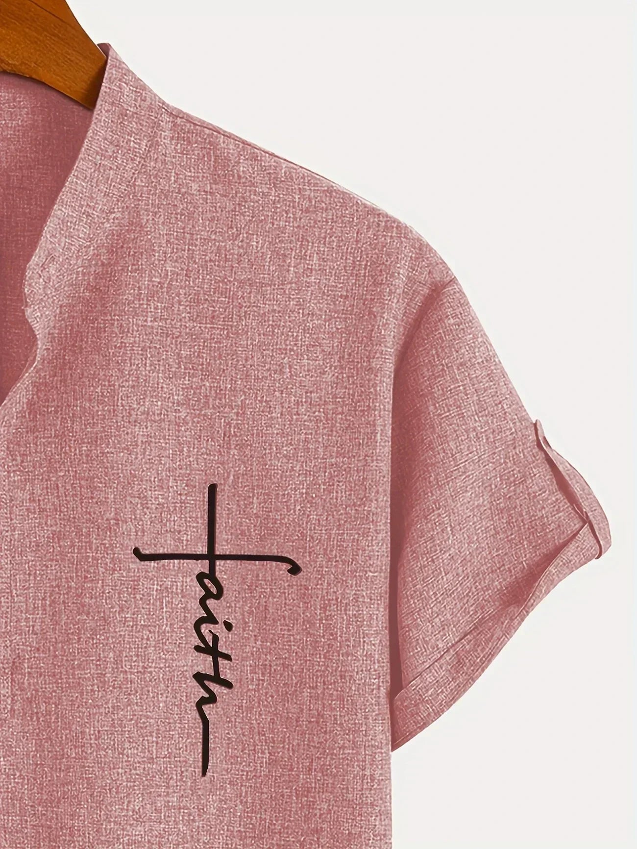 Hayes™ エレガントなハイネックショートスリーブシャツ