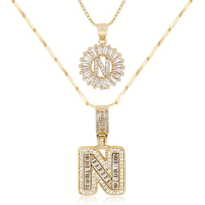 Primrose™ イニシャルダイヤモンドネックレス 14k（2個セット）