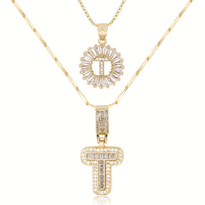 Primrose™ イニシャルダイヤモンドネックレス 14k（2個セット）