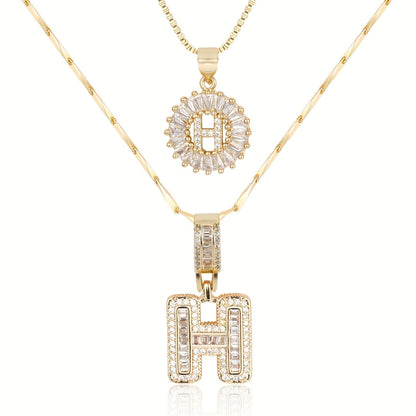 Primrose™ イニシャルダイヤモンドネックレス 14k（2個セット）