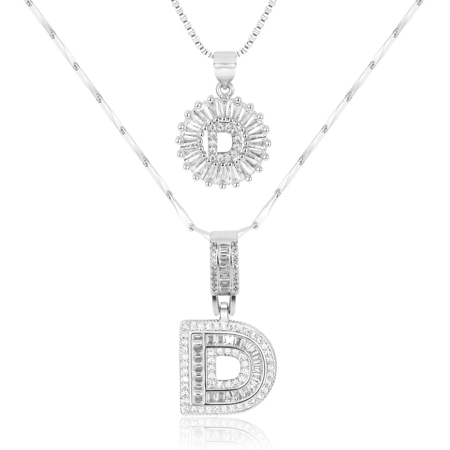 Primrose™ イニシャルダイヤモンドネックレス 14k（2個セット）