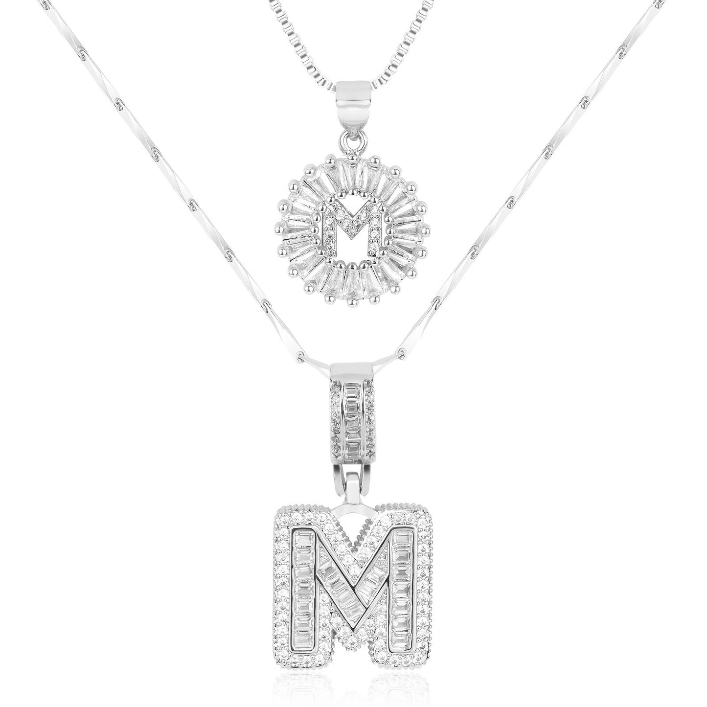 Primrose™ イニシャルダイヤモンドネックレス 14k（2個セット）