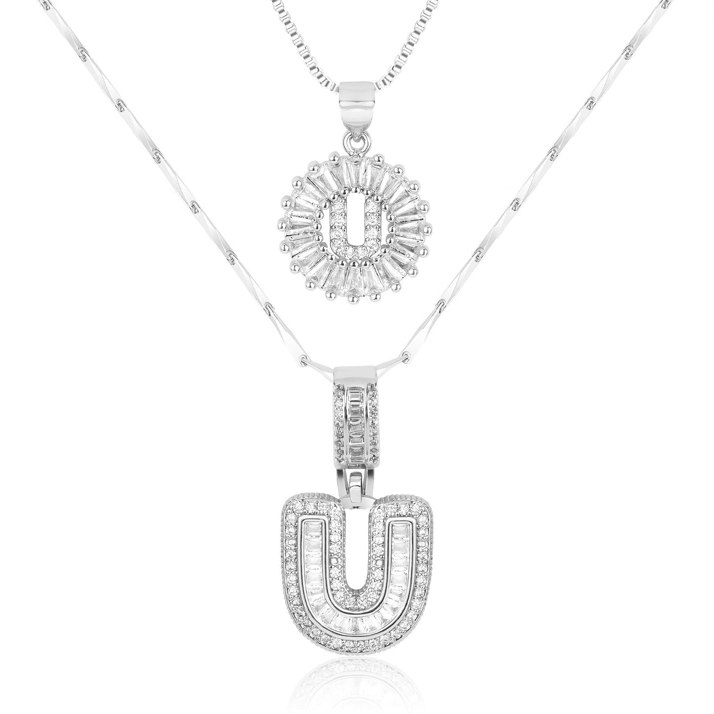 Primrose™ イニシャルダイヤモンドネックレス 14k（2個セット）