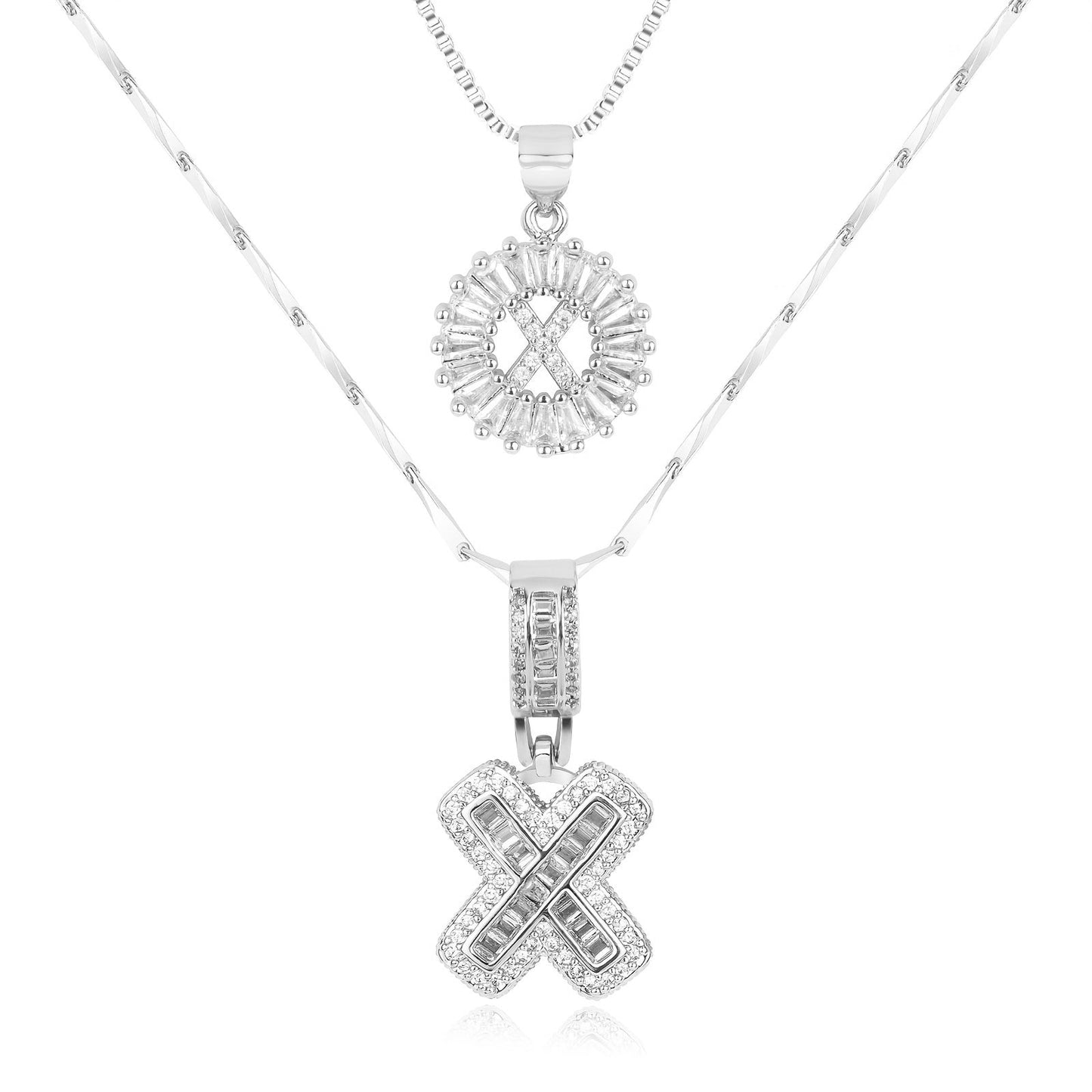 Primrose™ イニシャルダイヤモンドネックレス 14k（2個セット）