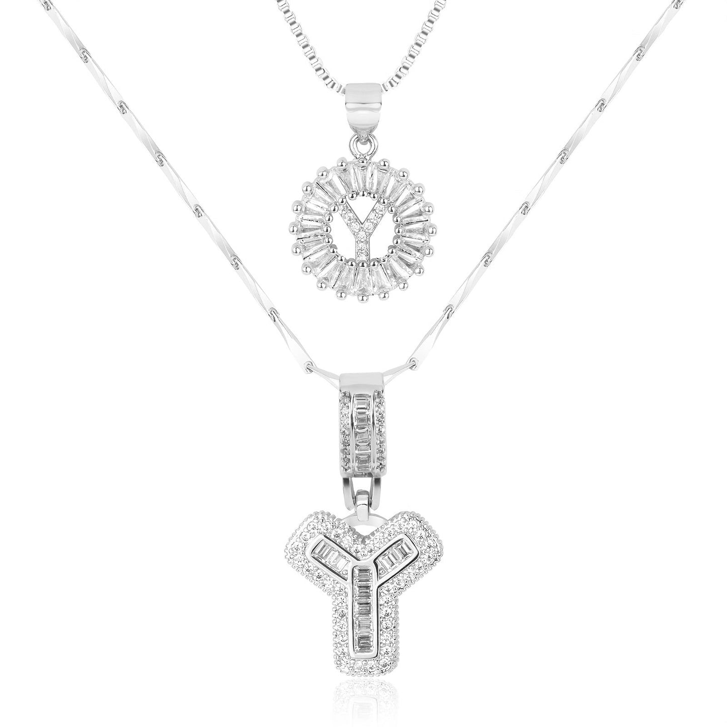 Primrose™ イニシャルダイヤモンドネックレス 14k（2個セット）