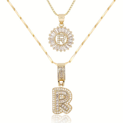 Primrose™ イニシャルダイヤモンドネックレス 14k（2個セット）