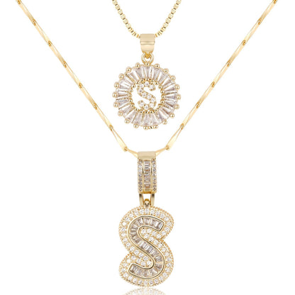 Primrose™ イニシャルダイヤモンドネックレス 14k（2個セット）
