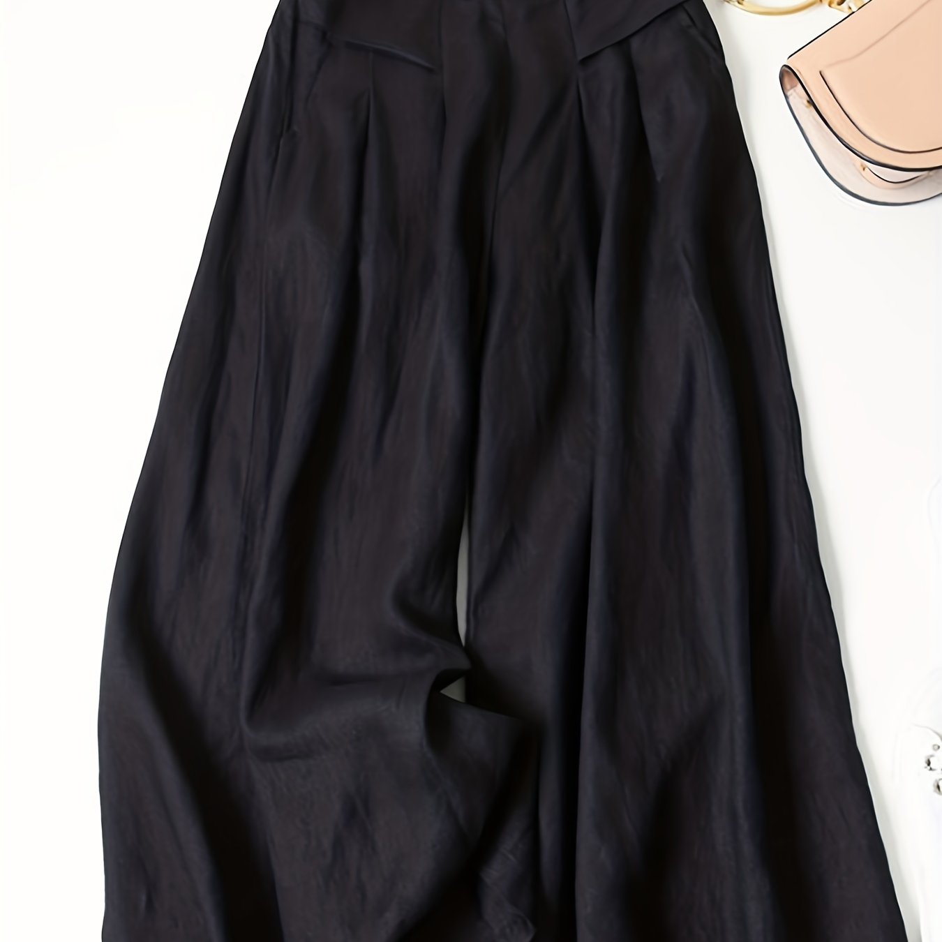 Brisae™ ビンテージスタイルのワイドレッグリネンパンツ