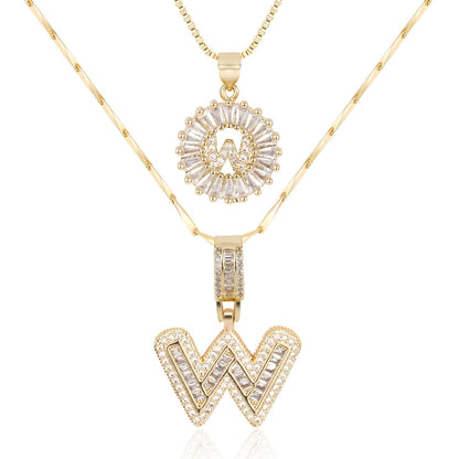 Primrose™ イニシャルダイヤモンドネックレス 14k（2個セット）