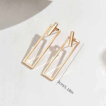 Quinleyra™ エレガントなメタリック仕上げのジオメトリックロングピアス