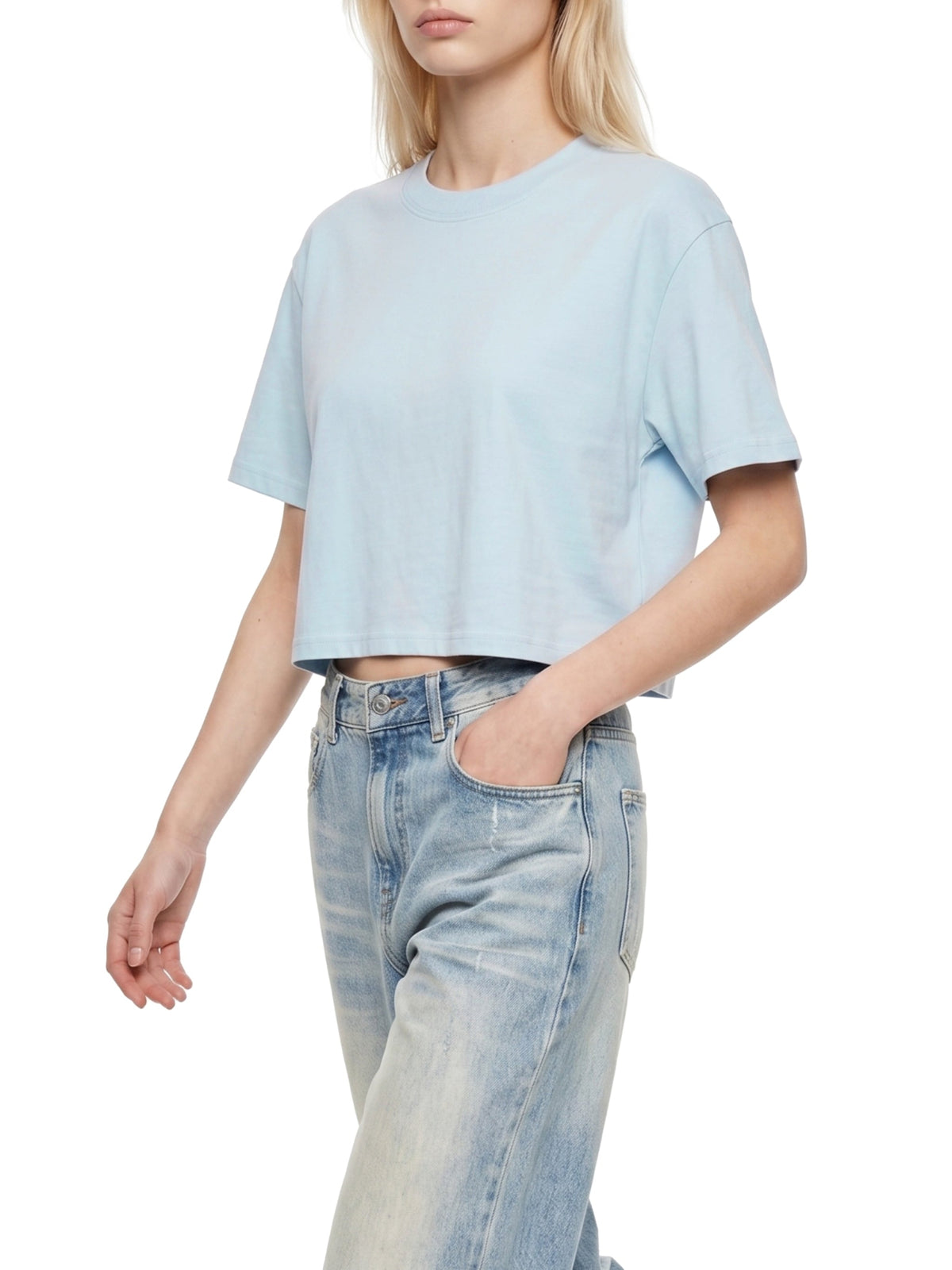 Maeve | レディースミネラルウォッシュコットンクロップTシャツ
