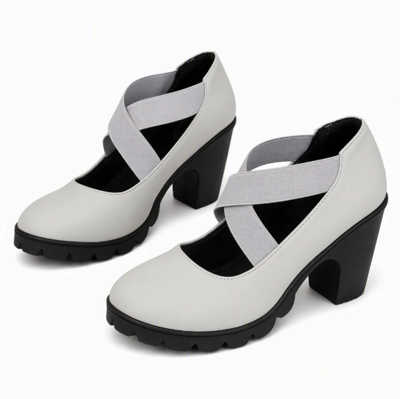 Jamie | クロスストラップのワイドヒールシューズ